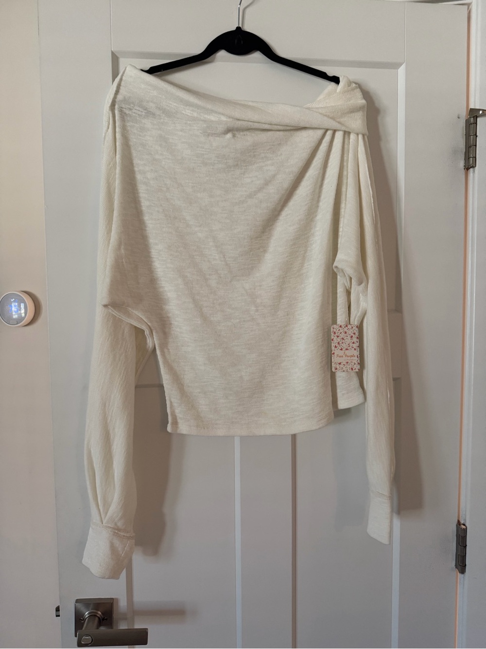 Free People Off-the-Shoulder Cream Lightweight Sweater - Picture 4 of 4